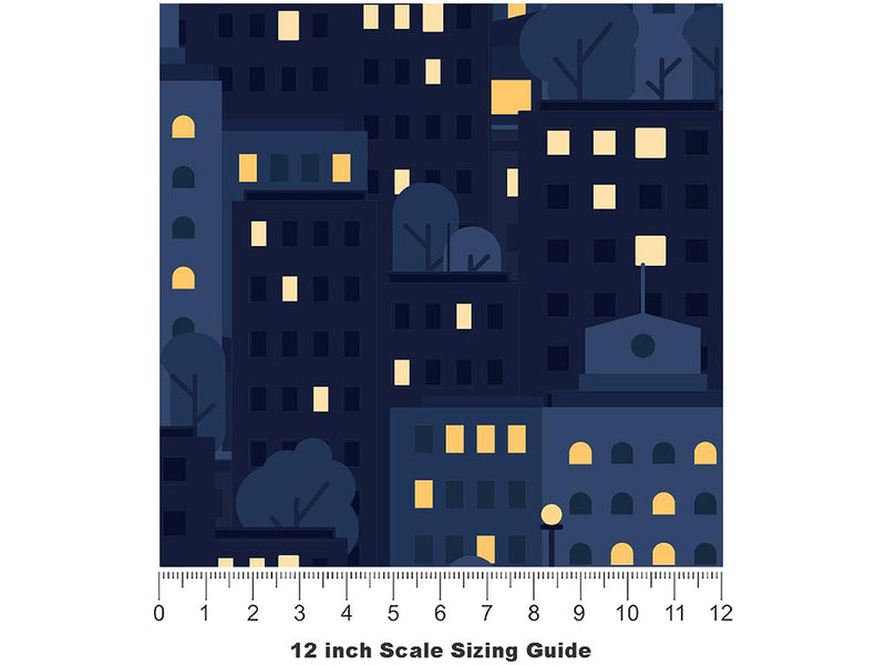 Up Late Cityscape Vinyl Film Pattern Size 12 inch Scale~Rwraps Up Late Cityscape Sizing Chart~3