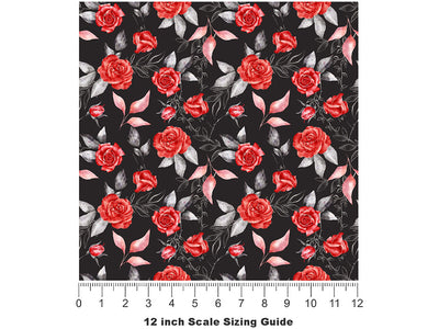 Venus Rose Floral Vinyl Film Pattern Size 12 inch Scale~Rwraps Venus Rose Floral Sizing Chart~2