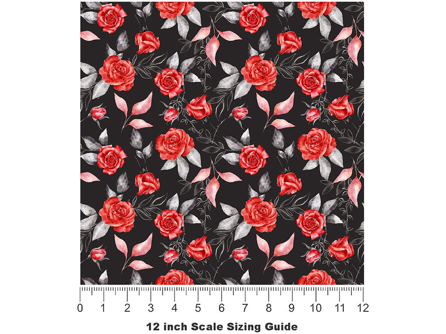 Venus Rose Floral Vinyl Film Pattern Size 12 inch Scale~Rwraps Venus Rose Floral Sizing Chart~2
