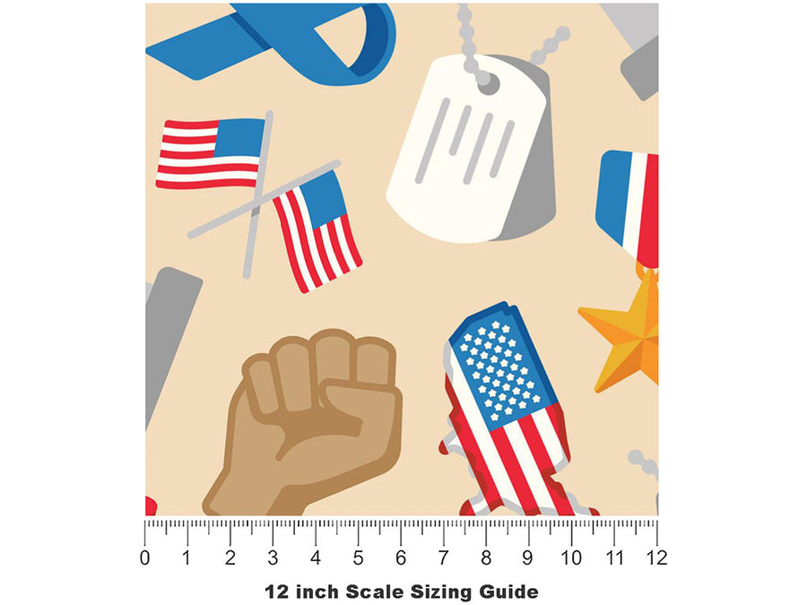 Veteran's Day Americana Vinyl Film Pattern Size 12 inch Scale~Rwraps Veteran's Day Americana Sizing Chart~3