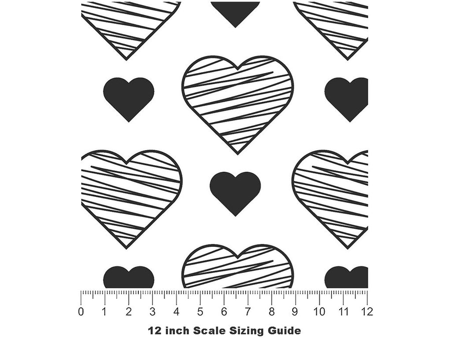 Vintage Ideals Heart Vinyl Film Pattern Size 12 inch Scale~Rwraps Vintage Ideals Heart Sizing Chart~2