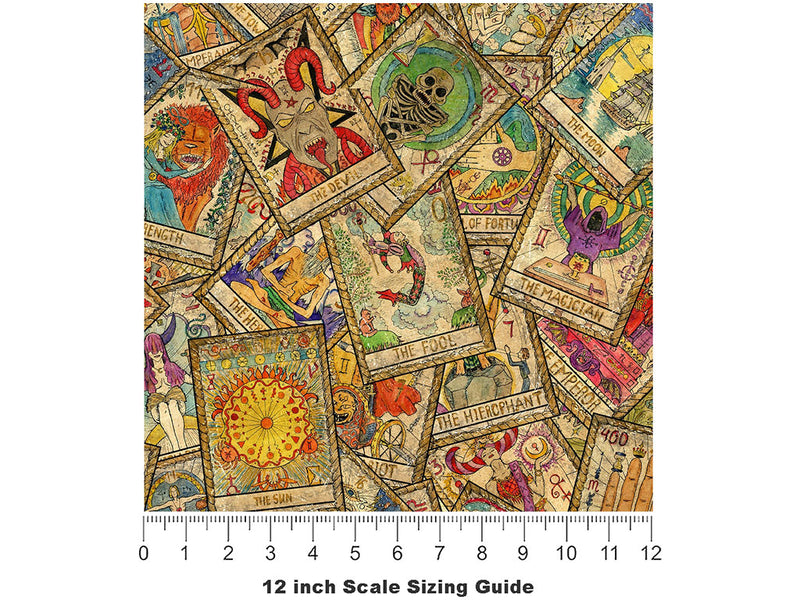 Vintage Tarot Mystic Vinyl Film Pattern Size 12 inch Scale~Rwraps Vintage Tarot Mystic Sizing Chart~2
