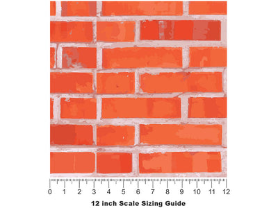 Vivid Red Brick Vinyl Film Pattern Size 12 inch Scale~Rwraps Vivid Red Brick Sizing Chart~3