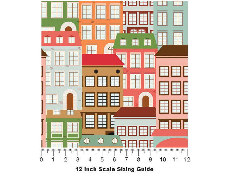 Walk Ups Cityscape Vinyl Film Pattern Size 12 inch Scale~Rwraps Walk Ups Cityscape Sizing Chart~3