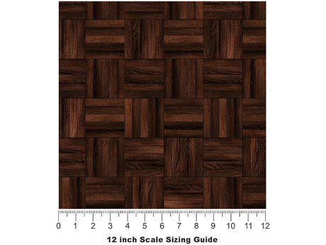 Walnut  Wooden Parquet Vinyl Film Pattern Size 12 inch Scale~Rwraps Walnut  Wooden Parquet Sizing Chart~3