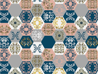 Warm Hexagonal Tile Vinyl Wrap Pattern~Rwraps Series 914 Digitally Printed Vinyl Wrap~0
