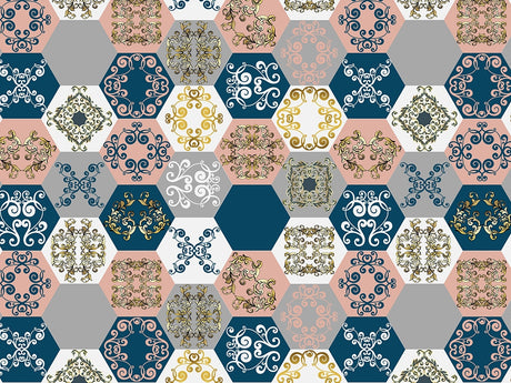 Warm Hexagonal Tile Vinyl Wrap Pattern~Rwraps Series 914 Digitally Printed Vinyl Wrap~0