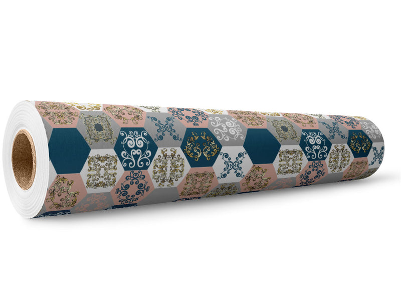 Warm Hexagonal Tile Wrap Film Wholesale Roll~Rwraps Series 914 Digitally Printed Vinyl Roll~5