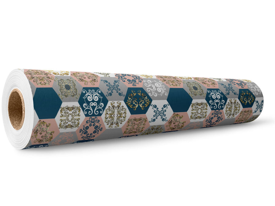 Warm Hexagonal Tile Wrap Film Wholesale Roll~Rwraps Series 914 Digitally Printed Vinyl Roll~5