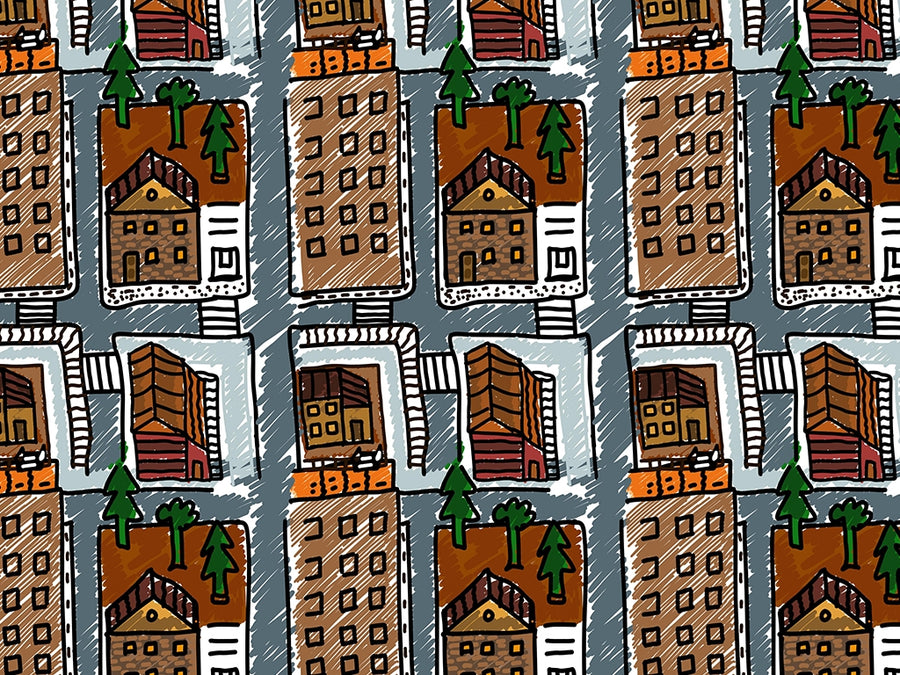 Warm Home Cityscape Vinyl Wrap Pattern~Rwraps Series 914 Digitally Printed Vinyl Wrap~0
