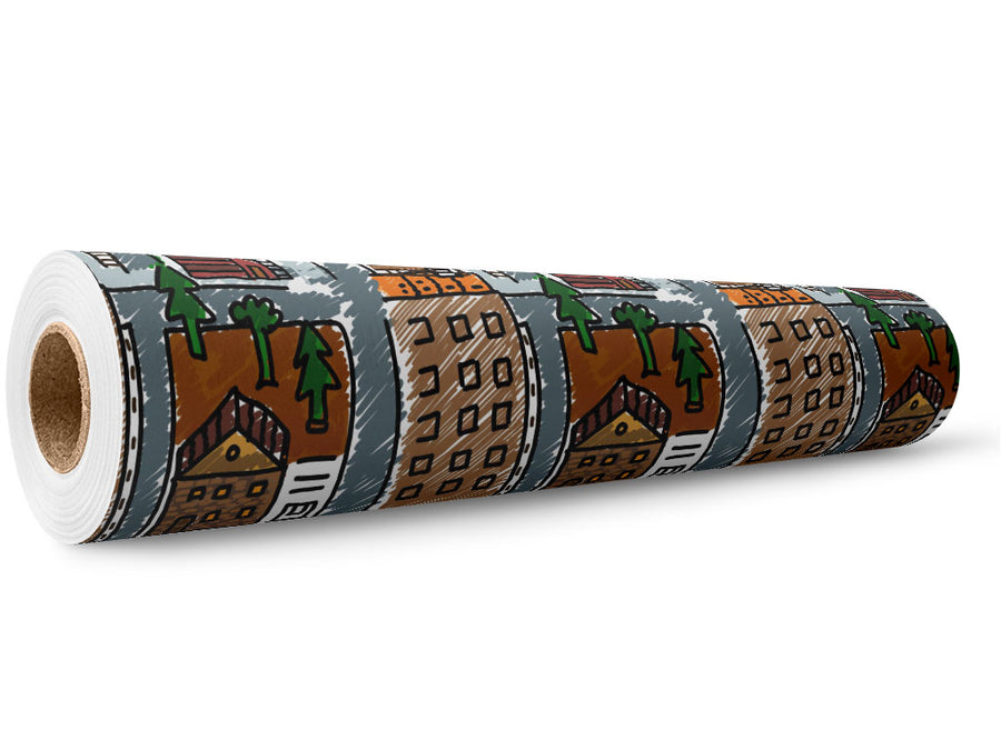 Warm Home Cityscape Wrap Film Wholesale Roll~Rwraps Series 914 Digitally Printed Vinyl Roll~5