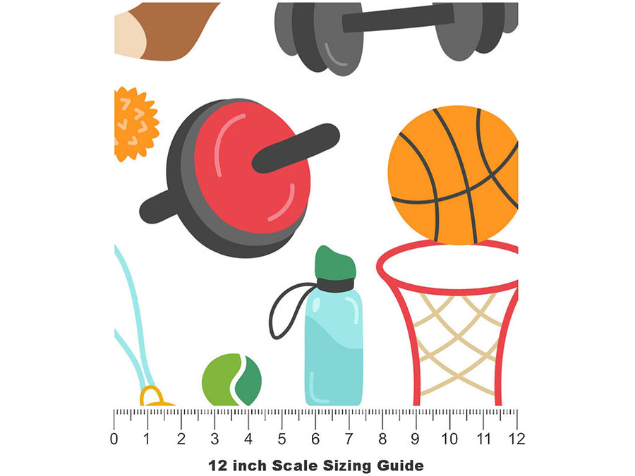 Warmup Workout Sport Vinyl Film Pattern Size 12 inch Scale~Rwraps Warmup Workout Sport Sizing Chart~2