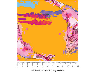 Watercolor Blues Marine Life Vinyl Film Pattern Size 12 inch Scale~Rwraps Watercolor Blues Marine Life Sizing Chart~2