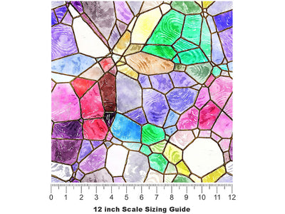 Watercolor Combinations Mosaic Vinyl Film Pattern Size 12 inch Scale~Rwraps Watercolor Combinations Mosaic Sizing Chart~2