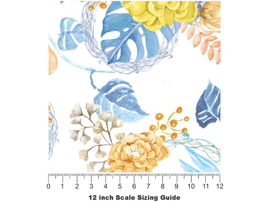 Watercolor Flight Birds Vinyl Film Pattern Size 12 inch Scale~Rwraps Watercolor Flight Birds Sizing Chart~2