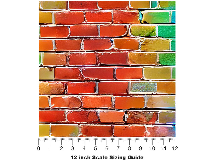 Watercolor  Brick Vinyl Film Pattern Size 12 inch Scale~Rwraps Watercolor  Brick Sizing Chart~3
