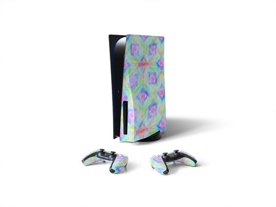 watercolor rainbow tie dye Sony PS5 DIY Skin