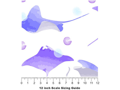 Watercolor Rays Marine Life Vinyl Film Pattern Size 12 inch Scale~Rwraps Watercolor Rays Marine Life Sizing Chart~2