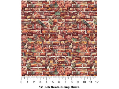Watercolor Weeds Brick Vinyl Film Pattern Size 12 inch Scale~Rwraps Watercolor Weeds Brick Sizing Chart~3