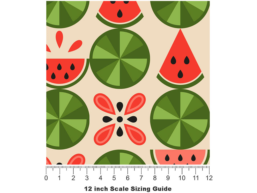 Watermelon Cravings Mosaic Vinyl Film Pattern Size 12 inch Scale~Rwraps Watermelon Cravings Mosaic Sizing Chart~2