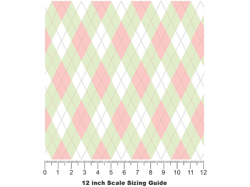 Watermelon Crosses Argyle Vinyl Film Pattern Size 12 inch Scale~Rwraps Watermelon Crosses Argyle Sizing Chart~2