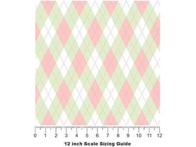 Watermelon Crosses Argyle Vinyl Film Pattern Size 12 inch Scale~Rwraps Watermelon Crosses Argyle Sizing Chart~2