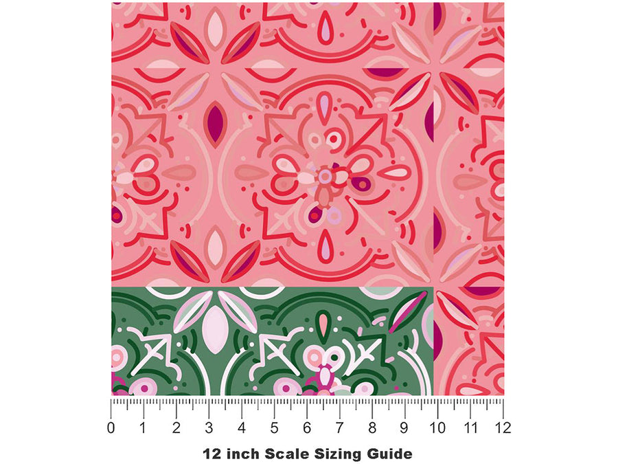 Watermelon Tile Vinyl Film Pattern Size 12 inch Scale~Rwraps Watermelon Tile Sizing Chart~3