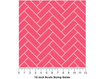 Watermelon Pink Brick Vinyl Film Pattern Size 12 inch Scale~Rwraps Watermelon Pink Brick Sizing Chart~3