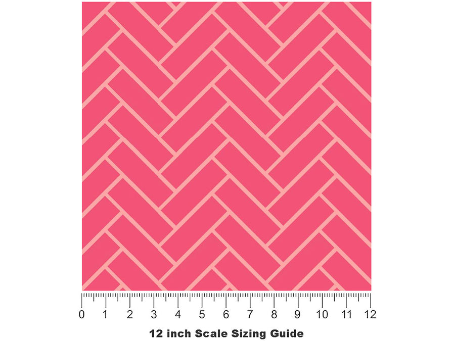 Watermelon Pink Brick Vinyl Film Pattern Size 12 inch Scale~Rwraps Watermelon Pink Brick Sizing Chart~3