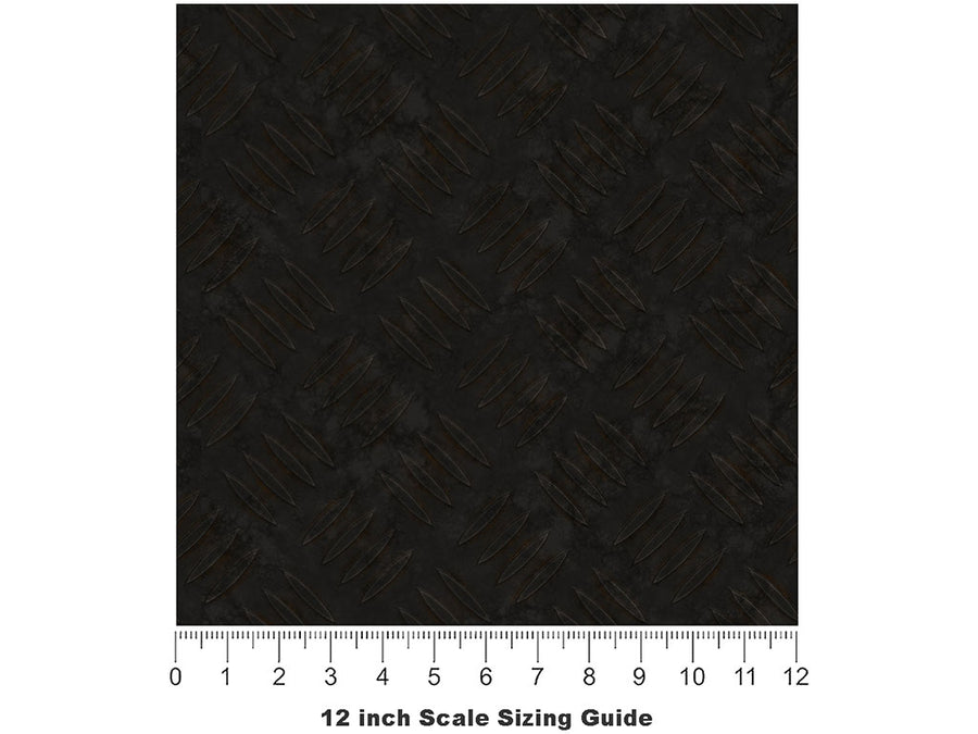 Welded Black Diamond Plate Vinyl Film Pattern Size 12 inch Scale~Rwraps Welded Black Sizing Chart~2