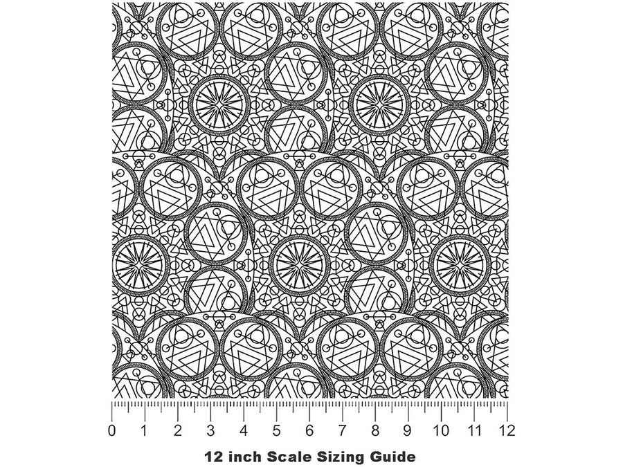 White Alchemy Mandala Vinyl Film Pattern Size 12 inch Scale~Rwraps White Alchemy Mandala Sizing Chart~2