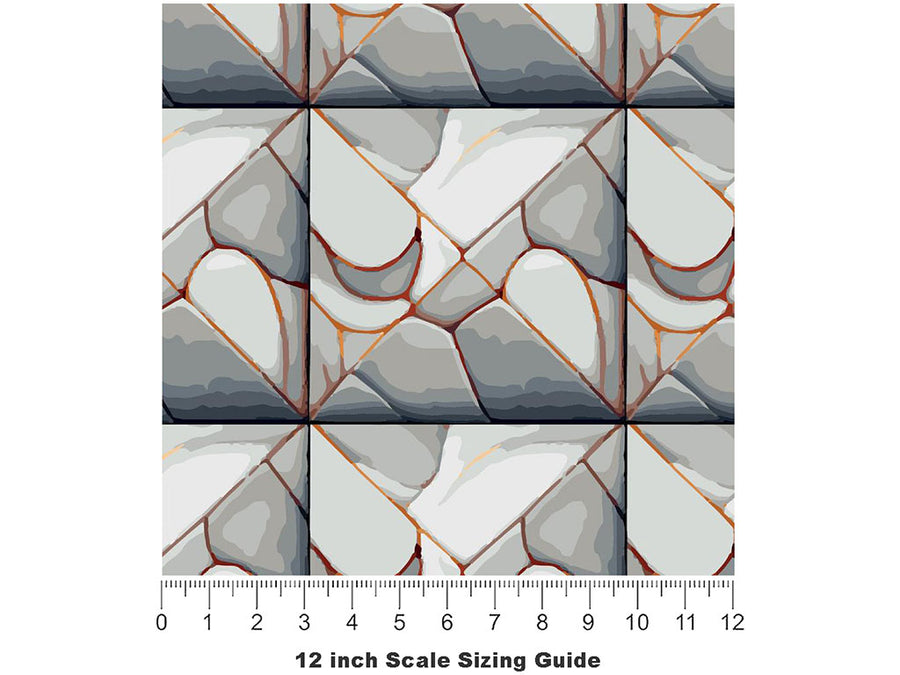 White Break Tile Vinyl Film Pattern Size 12 inch Scale~Rwraps White Break Tile Sizing Chart~3