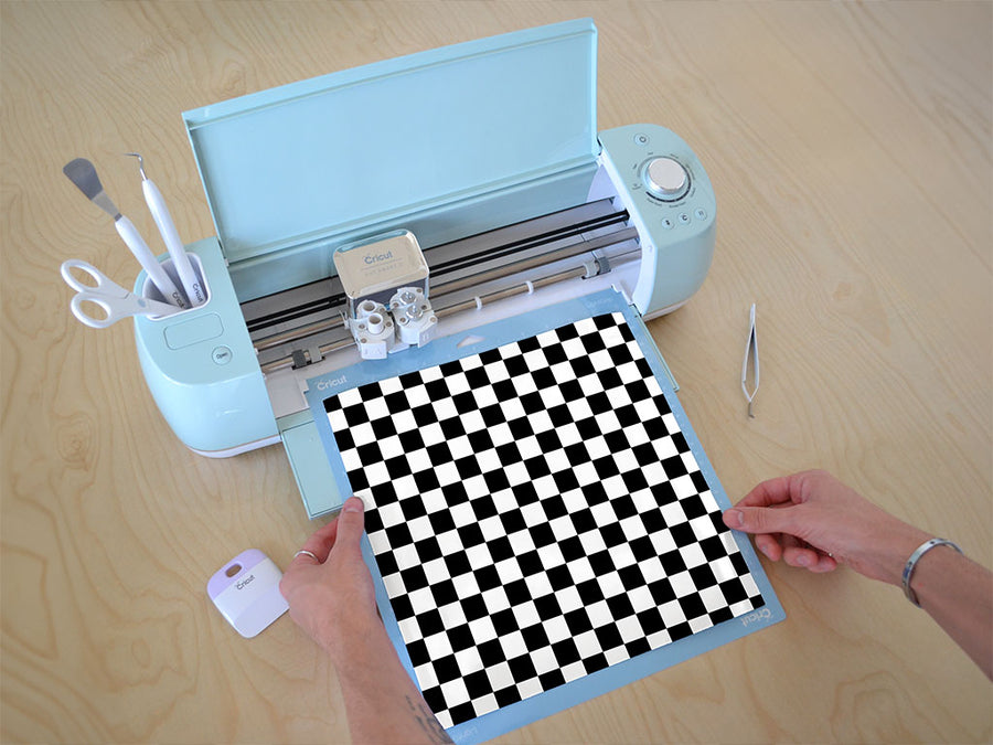 white checkered Cricut Compatible Vinyl