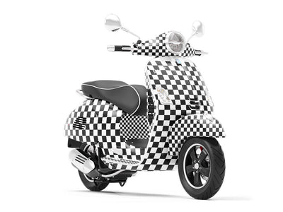 White Checkered Vespa Scooter Wrap Film