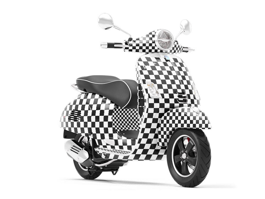 White Checkered Vespa Scooter Wrap Film