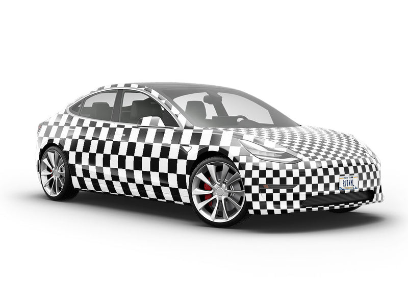White Checkered Vehicle Vinyl Wrap