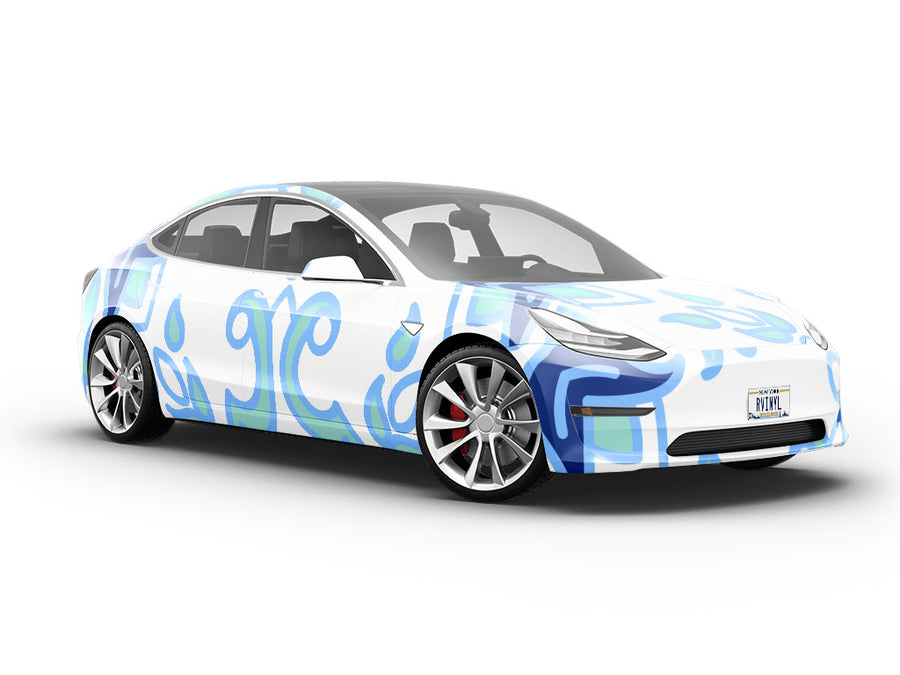 White Compass Tile Vehicle Vinyl Wrap