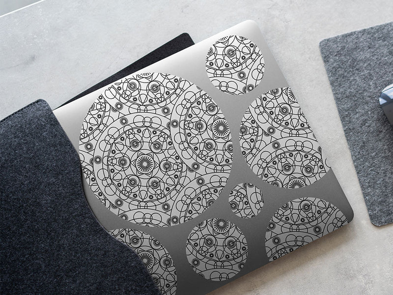 white cylindrical mandala DIY Laptop Stickers