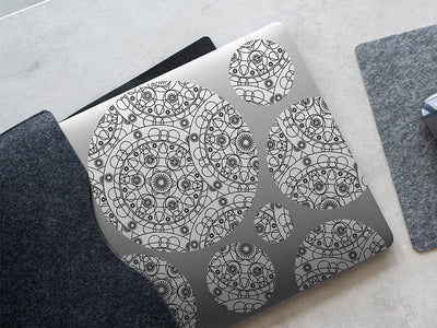 white cylindrical mandala DIY Laptop Stickers
