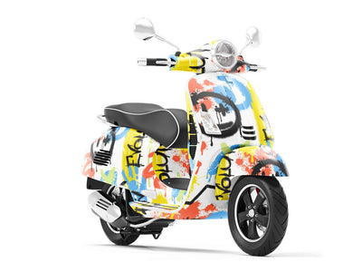 White Evolution Graffiti Vespa Scooter Wrap Film