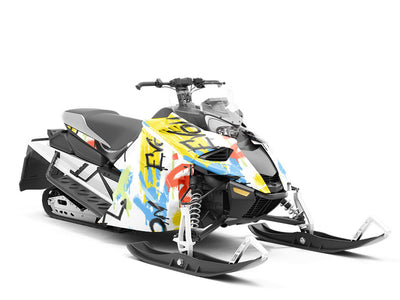 White Evolution Graffiti Custom Wrapped Snowmobile