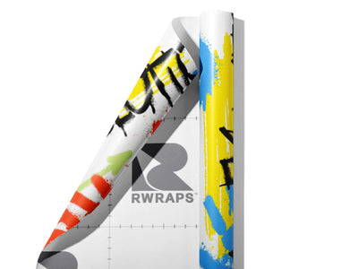 White Evolution Graffiti Wrap Film Sheets~Rwraps Series 914 White Evolution Graffiti Scrolled Sheet~4