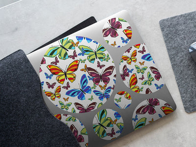 white flutter bug DIY Laptop Stickers