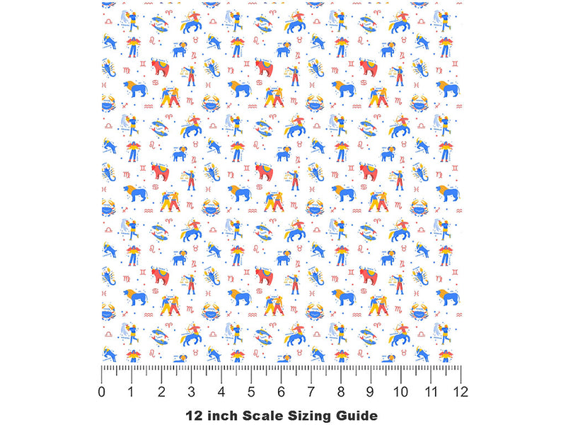 White Friends Astrology Vinyl Film Pattern Size 12 inch Scale~Rwraps White Friends Astrology Sizing Chart~2