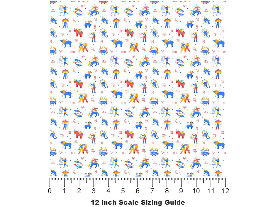 White Friends Astrology Vinyl Film Pattern Size 12 inch Scale~Rwraps White Friends Astrology Sizing Chart~2