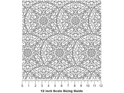 White Geometric Mandala Vinyl Film Pattern Size 12 inch Scale~Rwraps White Geometric Mandala Sizing Chart~2