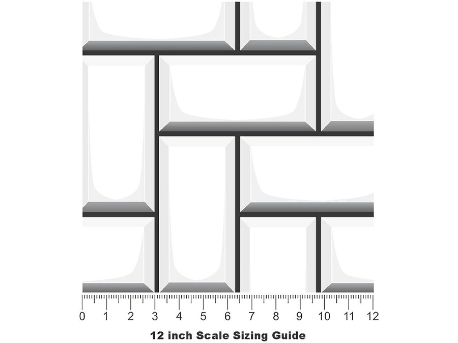 White  Brick Vinyl Film Pattern Size 12 inch Scale~Rwraps White  Brick Sizing Chart~3
