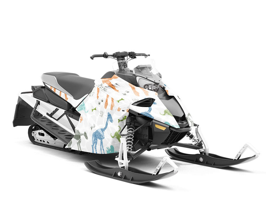 White Ice Dinosaur Custom Wrapped Snowmobile