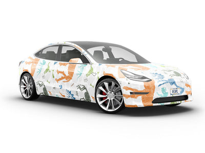 White Ice Dinosaur Vehicle Vinyl Wrap