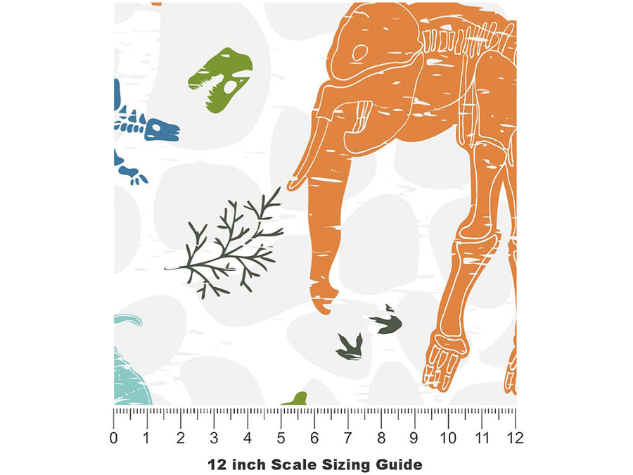 White Ice Dinosaur Vinyl Film Pattern Size 12 inch Scale~Rwraps White Ice Dinosaur Sizing Chart~2